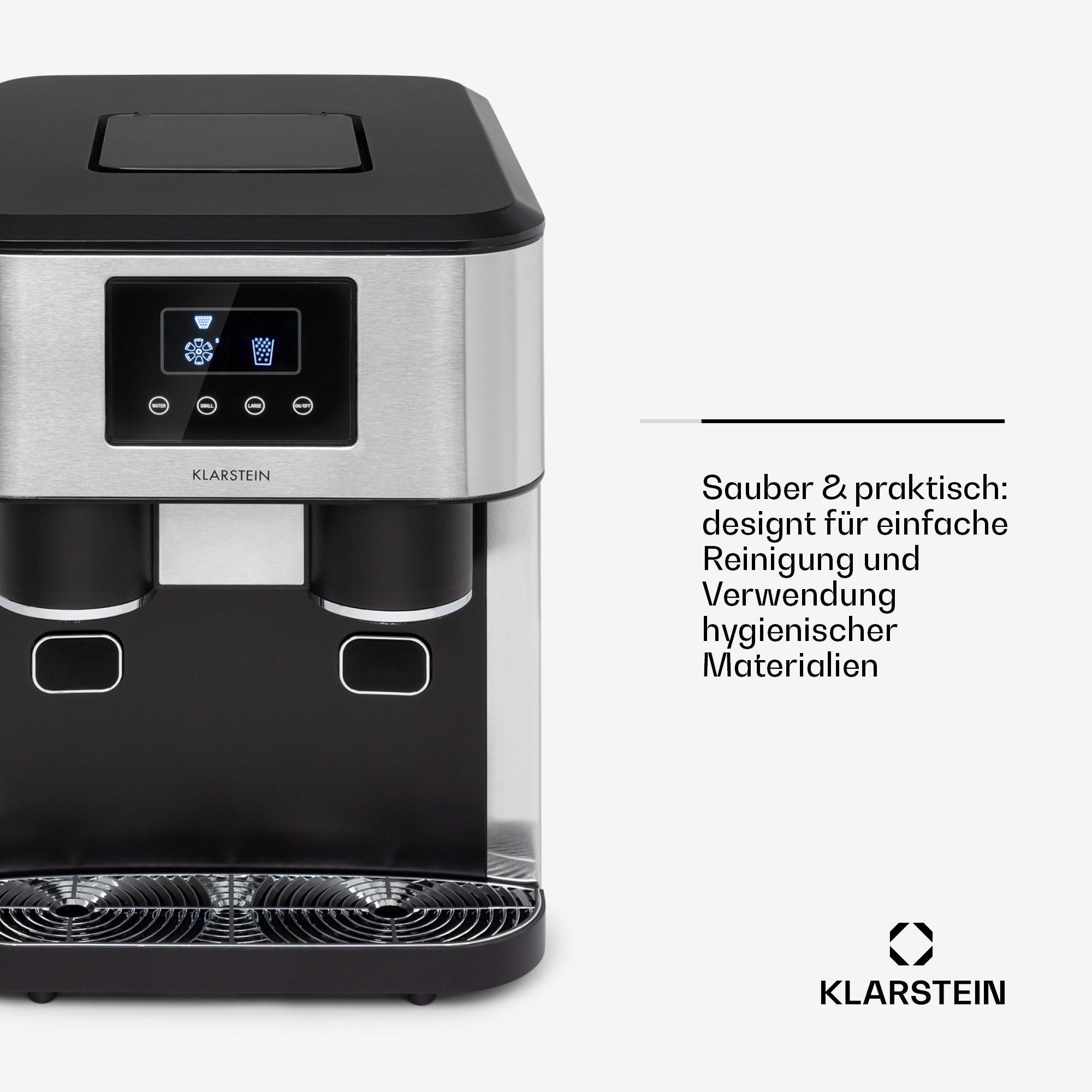 KLARSTEIN Eiswürfelmaschine Eiszeit Crush Eiswürfelmaschine 15 kg/24h 2 Größen Crushed Ice